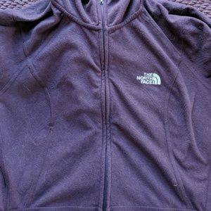 North face purple fleece zip hooded sweatshirt
